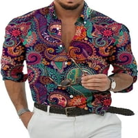 Zodanni mens gumb down Summer Košulje Redovna fit bluza Havajska majica dnevna habanje Tee Style-B 3xl