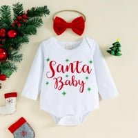 Toddler Baby Girg Božićne odjeće Santa Baby Romper kombinezone zvona za donje hlače s setom trake za