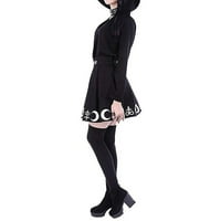 Žene Gothic Punk Witchcraft Simboli čarolije Pleted Mini suknja RIP suknja crna l