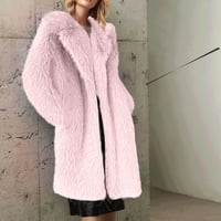 Zimski kaputi za žene modni patentni zatvarač V-izrez pulover dugih rukava s kapuljačom, bluza ružičasta