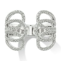 Araiya 14k Bijeli zlatni dijamant Otvoreni prsten za žene, veličina 6.5
