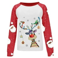 Božićne majice za žene Modni novost Xmas Reindeer lose Print Raglan dugih rukava Crewneck Dukseri ružni božićni džemper Božićno čišćenje