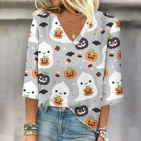 Dubinski V izrez za žene Umitay Ženska bluza za ženska majica Casual Labave košulje rukavice Halloween