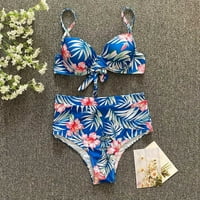 Žene kupaće kostimi Bikini, Axxd Sexy Split Visoki struk čelik Prop ispis zavojnog kupaće kupaće odjeće za novi dolazak plavi 10