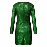 Labakihah haljine za žene Žene izrez za dugih rukava Samostojeće haljine Slim Elegantne dame haljina za zabavu zelena xl