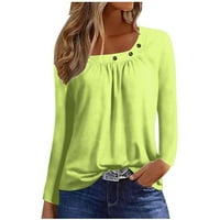 Ersazi ženski kardigani Ženski modni gumb s kvadratnim vratom Dugluk s dugim rukavima Labava majica u klirensu Mint zelene djevojke s dugim rukavima XL