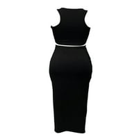 Colisha Women Sexy Ljeto V izrez Osmanska rebra Outfit Bodycon Crop Tank topls Long Maxi suknja Set Club haljina