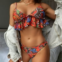 Ženski bikini sa visokim strukom FALBALA Potpun-up kupaći kupaći kostim Yutnsbel