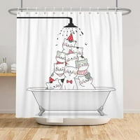 Sonertnt kiša za zavjese za tuširanje za djecu Dizajn kupaonice Crveno i bijelo slatko mačene lijepe