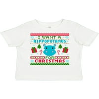 Inktastic Želim hipopotamus za božićni pikselirani ružni džemper poklon dječaka malih majica ili majica