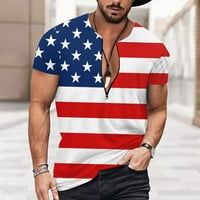 Muška majica Summer Neovisnosti 4. srpnja Zastava 3D Štampanje sa zatvaračem Kratki rukav za majice
