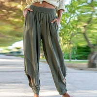 Jyeity Millennium Moda, proljeće i čvrste boje elastične struke pamučne tajice Hlače žene Ženske teretne hlače Vojska visoke struke zelene veličine m