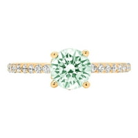 1.51ct okrugli rez zeleni simulirani dijamant 18k žuti zlatni gravirajući izjavu bridalne godišnjice