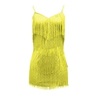 Ženske haljine klirence dužine koljena mini rukavica modni V-izrez Čvrsta ljetna haljina žuta xl