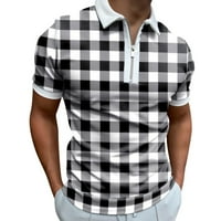 Zermoge majice za muškarce Plus veličine Cleance mens colorblock uboda rever gumb Up kratkih rukava