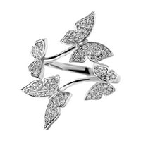 Mnjin Fresh Butterfly Micro Inlaid Open Inde prsten prsten srebro