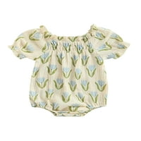 Dojenčad za bebe djevojke Romper cvjetni tisak kratki puff rukavi novorođenčadi ljetna odjeća bodionici