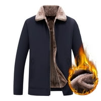 Leey-World Jackets za muškarce muško povremene plišane čvrste prorezne džepne jakne Okretajte ovratnik