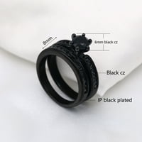 Podudarni prstenovi Par prsten crni pozlaćeni 1ct CZ Ženski vjenčani prsten za muškarce zvona