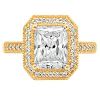 2. CT smaragdni rez originalni kultivirani dijamant VS1-VS I-J 18K Yellow Gold Halo Obećaj Vjenčanje Izjava o angažmanu Dizajnerska prstena veličine 5
