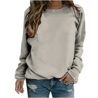 Ženska Trendy Basic Solid Color Comfy Ležerne prilike labave pulover Atletski košulje Crewneck Dukserska