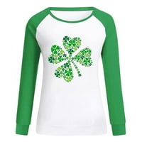 Košulje s dugim rukavima za žene dukseve za žene, ženski modni casual dugih rukava Saint Patrickov dan tiskanje okrugle pulover duksere vrhunske bluze