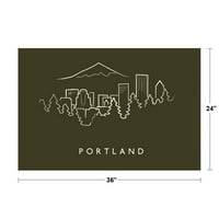 Portland City Skyline olovka za skiciranje hladnog zida dekor Art Print Poster 36x24