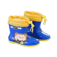 Ymiytan dječje kišne čizme crtane gumene čizme pamučne obloge vodootporne čizme hodaju sredinu teleće čizme prozračne baštenske cipele plave boje s obloženim 11c