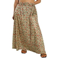 Merqwadd Žene Ljetna suknja Poludežana dvostruka haljina za gledanje visokog struka