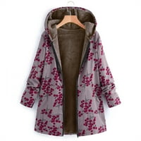 Zimske jakne za žene s dugim rukavima plus veličina cvijeća print plus veličine kapuljača