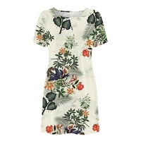 Xihbxyly haljina za čišćenje Žene Ljetni cvjetni printer bez rukava kratkih rukava Casual Labava majica