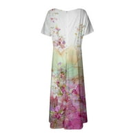 Clearsance Ljetne haljine za žene Srednja dužina Ležerne prilike, kratki rukav A-linijski V-izrez Dress White 3xl