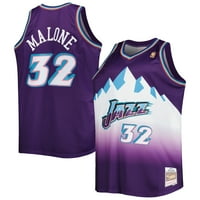 Muški Mitchell & Ness Karl Malone Purple Utah Jazz Veliki i visoki tvrdo drvo Klasika Swingman Jersey
