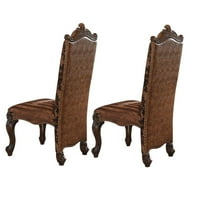 Široka bočna stolica, Fau koža, set od 2, Brown-Saltoro Sherpi