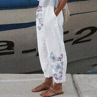 Yubatuo Hlače za žene Modni rasteznuti struk Ležerne prilike udobne labave ispisane hlače ženske hlače