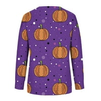 Žene Ležerne prilike za Halloween Tiskana majica Mekani labavi vrhovi Duks krastač Crewneck Pulover Bluza s dugim rukavima Purple C