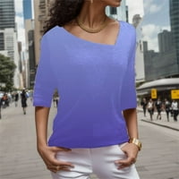 Neugodni ženski vrhovi plus veličina Ženska valjana kamena dugih rukava cvjetni print V izrez TUNIC Bluze majice