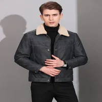 Muški prugasti dizajn plišane zimske jakne