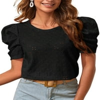 Sanviglor Women Ljetni vrhovi Majica s kratkim rukavima Majica Soft Color Twear Dnevjete za bluzu tunika Black XL