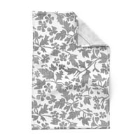 Tiskani ručnik za čaj, platno pamučno platno - silueta cvjetni cvijet od cvijeta botanička priroda prirodni