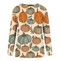 Štednja dugih rukava za Halloween za žene Smiješne bundeve grafičke grafike Crewneck pulover na vrhu Ležerna jesen bluza Kućište Kostim odjeća Orange # S