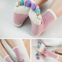Božićne čarape za žene Parovi Žene Šareni patchwork nožni prsti čarape Pet prstiju Pamučne smiješne čarape