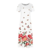 Proljetne haljine za žene casual okrugli vrat Haljina modnog cvijeta Print Sundress Poofy čajne zabave