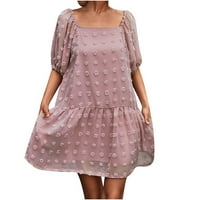 RUZIYOOG Ljetne haljine žene modni ležerni seksi ljetni kratki rukav za štampanje džepne haljine ružičaste