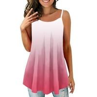 Plus size za žene Trendy Gradient Color Print Ljeto bez rukava Spaghetti Strappy Tunic TEE majica Lood
