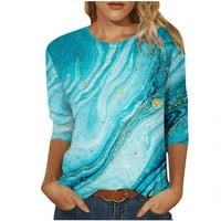 Ženske vrhove modne tiskane majice s majicama srednjih rukava bluza okrugla vrata casual osnovni tunik