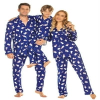 Neilla Žene Muška djeca Sleep odjeća s dugim rukavima Mekana podudarna Porodična pidžama Set sa džepom Božić PJ setovi plavo dijete 8-9y