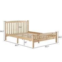 Winado Queen Bed Solid Bor Drveni krevet Strijel za drvo Pogodno za dječake Dječje djece Dječje spavaće