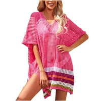 Odieerbi Coversuit CoverUp za žene Crochet Cover Ups modni okrugli vrat dugih rukava labav izdubljena