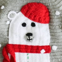 Wonie ručno rađene pune rukave Polar Bear Applique Pulover -Grey